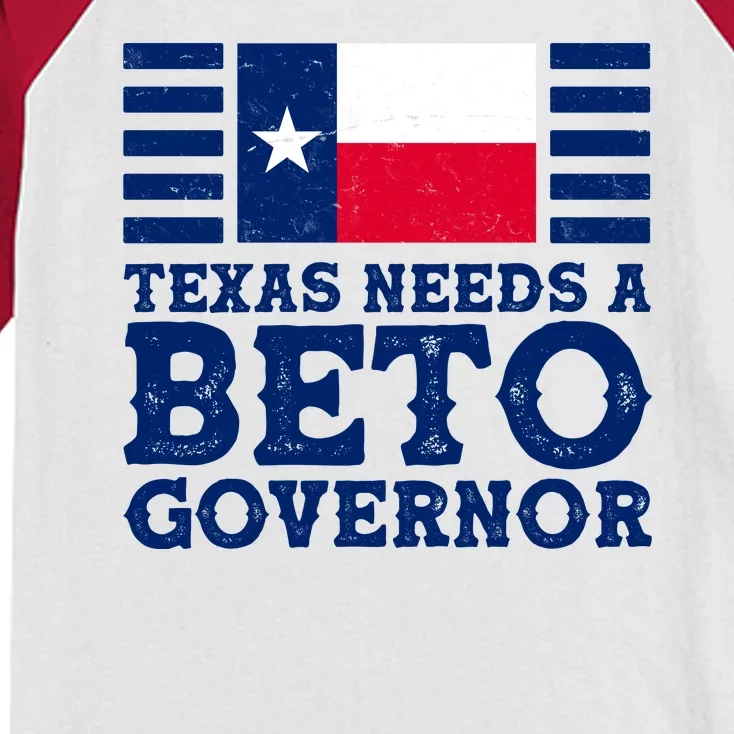 Texas Needs A Governor Beto O'Rourke Kids Colorblock Raglan Jersey