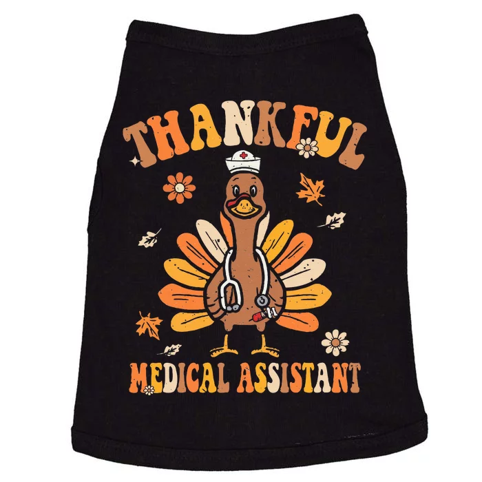 Thankful Nurse Assistant Groovy Thanksgiving Turkey Design Doggie Tank