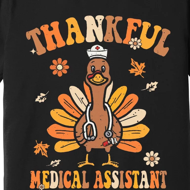 Thankful Nurse Assistant Groovy Thanksgiving Turkey Design Premium T-Shirt