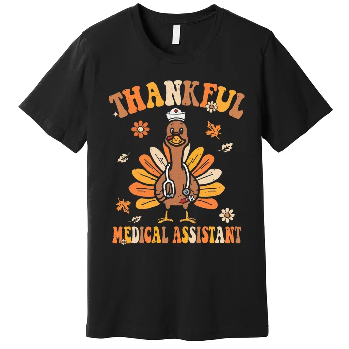 Thankful Nurse Assistant Groovy Thanksgiving Turkey Design Premium T-Shirt