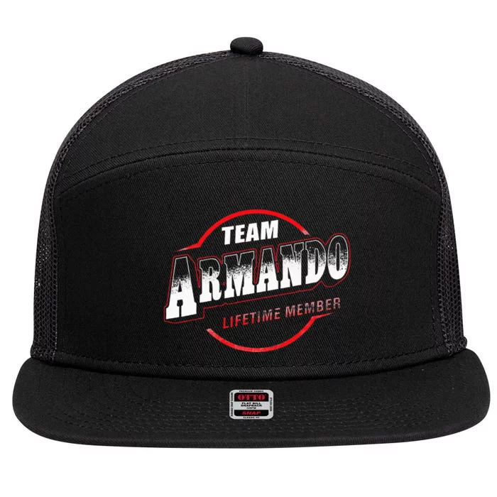 Team Name Armando Lifetime Member Last Name 7 Panel Mesh Trucker Snapback Hat