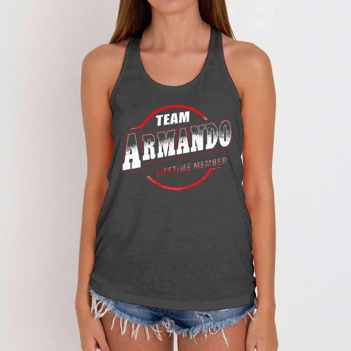 Team Name Armando Lifetime Member Last Name Women's Knotted Racerback Tank