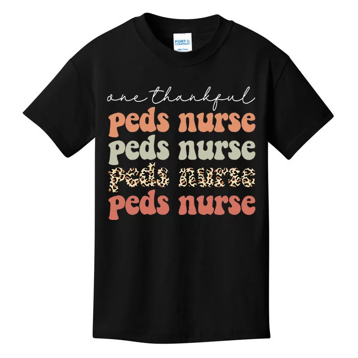 Thankful Nurse Autumn Tree Fall Leaves Thanksgiving Kids T-Shirt