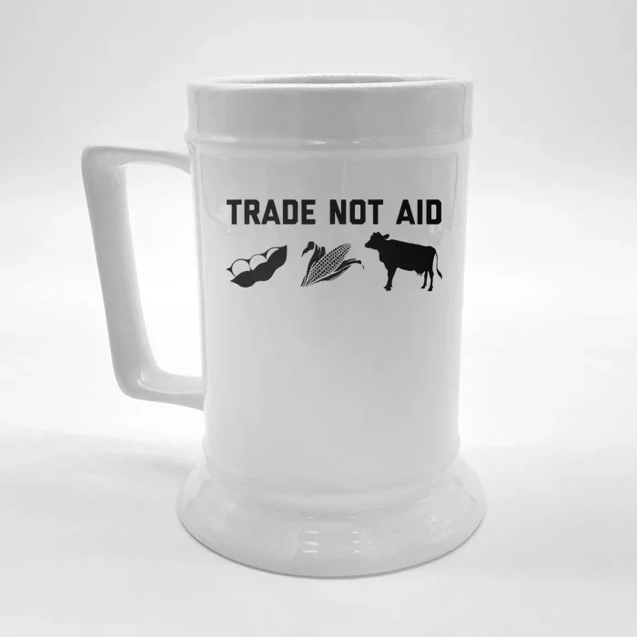 Trade Not Aid Farmer Political Front & Back Beer Stein