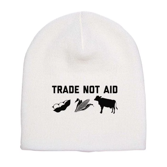 Trade Not Aid Farmer Political Short Acrylic Beanie