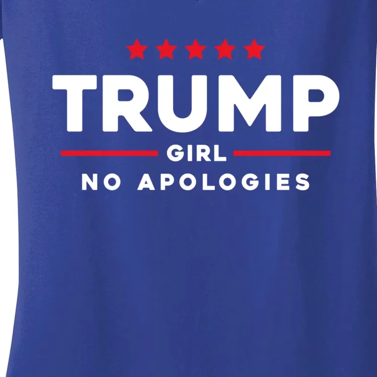 Trump No Apologies Patriotic American Election 2024 Cute Gift Women's V-Neck T-Shirt