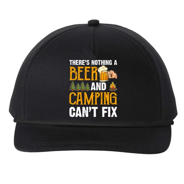 Theres Nothing A Beer And Camping Cant Fix Funny Saying Snapback Five-Panel Rope Hat