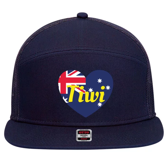 Tiwi Nt Australia Australian Flag Heart 7 Panel Mesh Trucker Snapback Hat