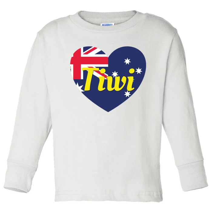 Tiwi Nt Australia Australian Flag Heart Toddler Long Sleeve Shirt