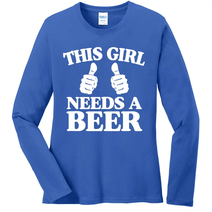 This Needs A Beer Two Thumbs Funny Beer Lover Gift Ladies Long Sleeve Shirt