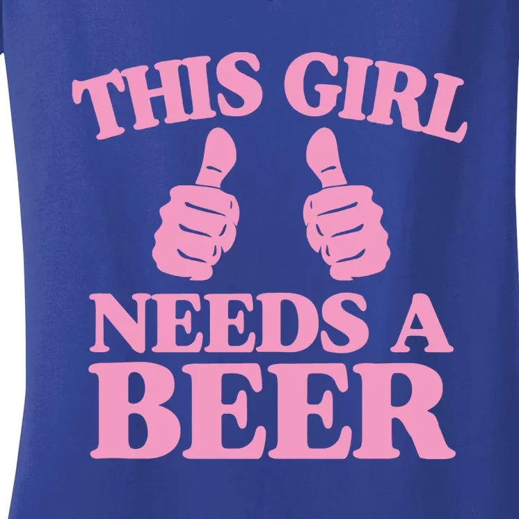 This Needs A Beer Two Thumbs Funny Beer Lover Gift Women's V-Neck T-Shirt