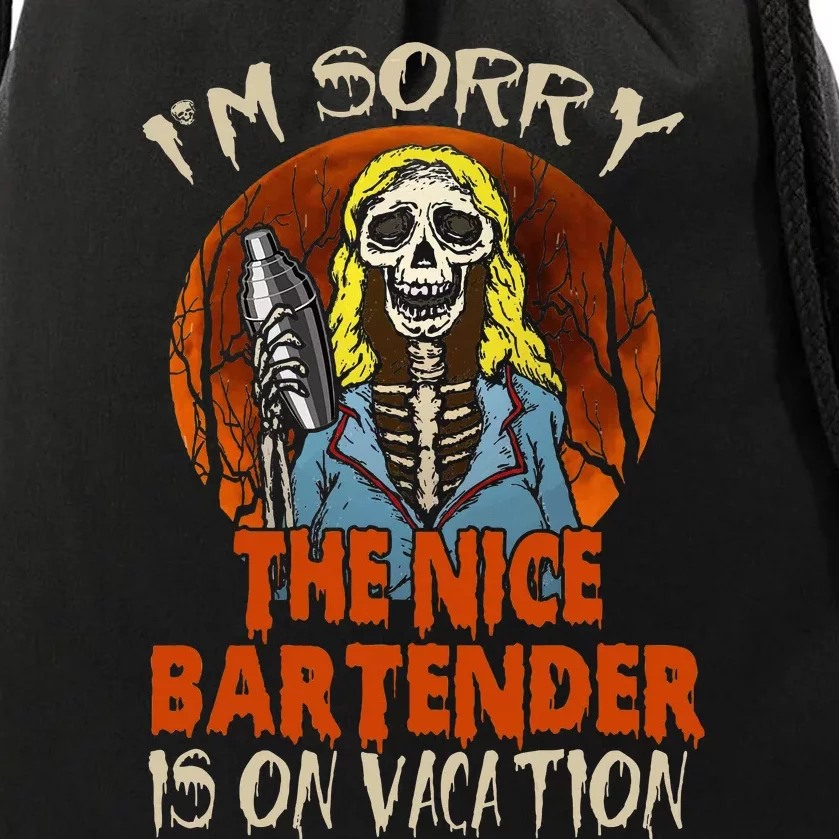 The Nice Bartender Funny Scary Skeleton Bearding Drawstring Bag