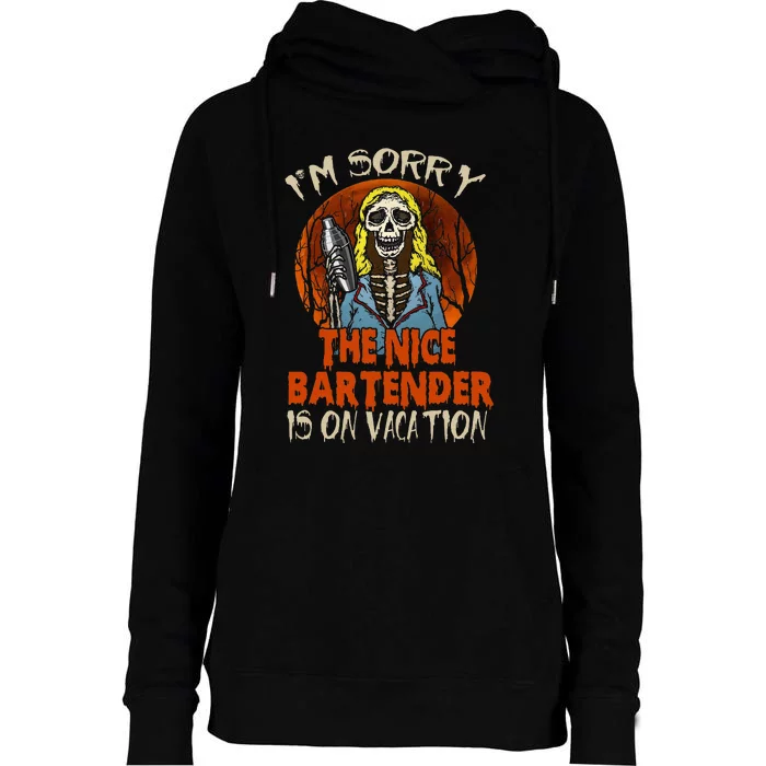 The Nice Bartender Funny Scary Skeleton Bearding Womens Funnel Neck Pullover Hood