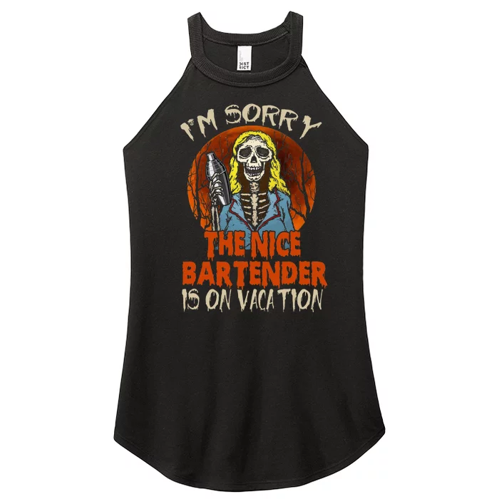 The Nice Bartender Funny Scary Skeleton Bearding Women’s Perfect Tri Rocker Tank