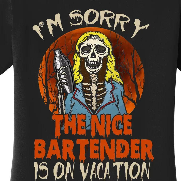 The Nice Bartender Funny Scary Skeleton Bearding Women's T-Shirt