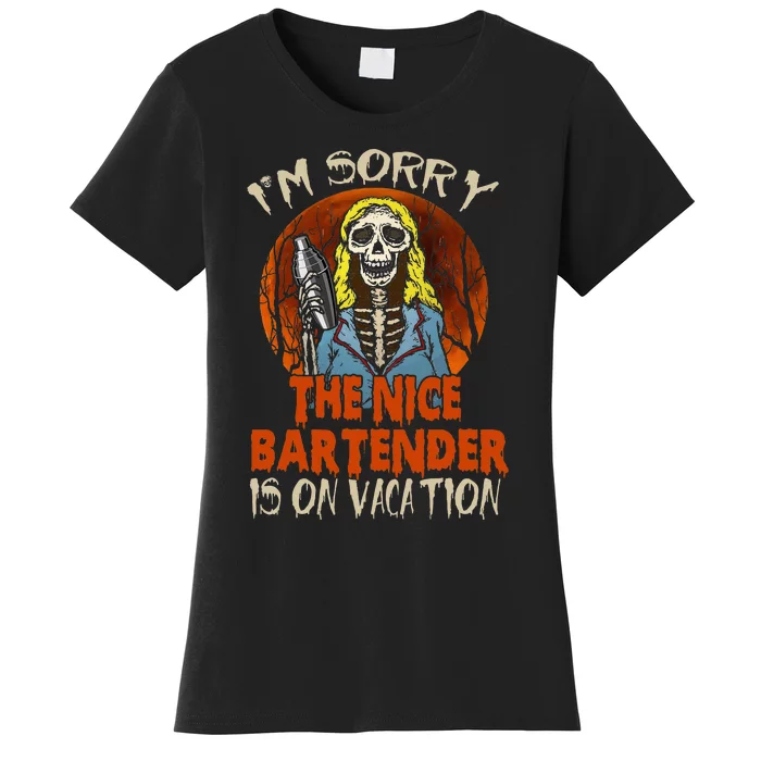 The Nice Bartender Funny Scary Skeleton Bearding Women's T-Shirt