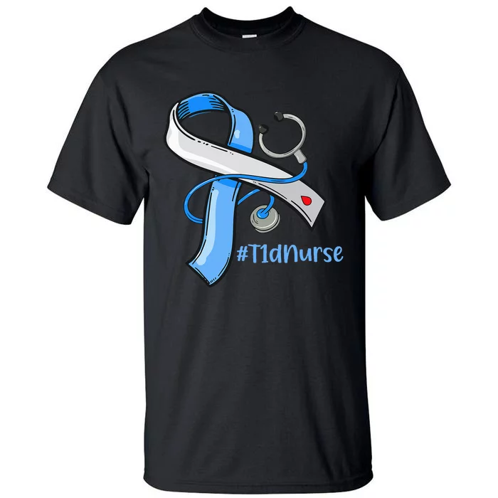 T1D Nurse Blue Ribbon Diabetes Awareness Tall T-Shirt