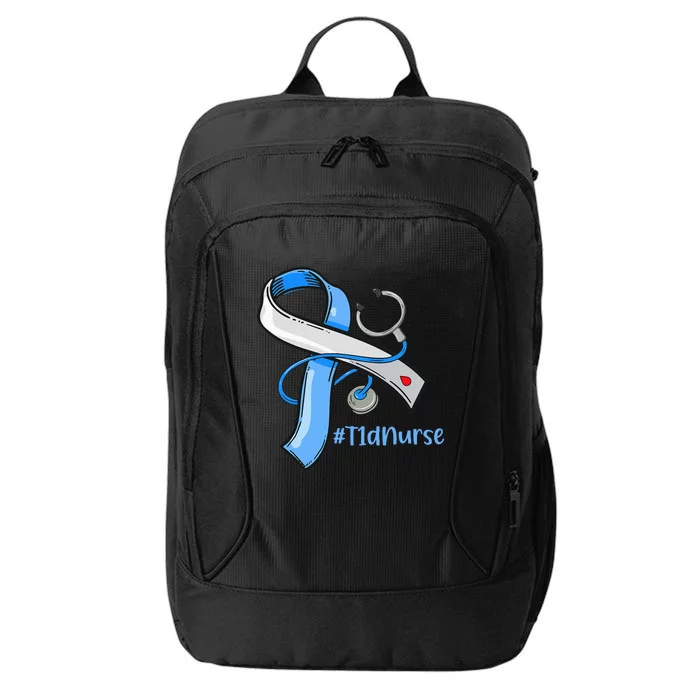 T1D Nurse Blue Ribbon Diabetes Awareness City Backpack