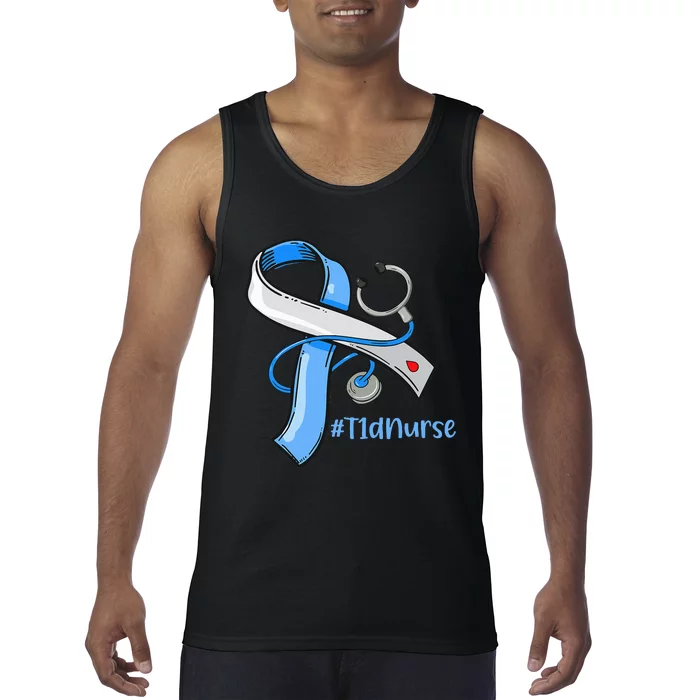 T1D Nurse Blue Ribbon Diabetes Awareness Tank Top