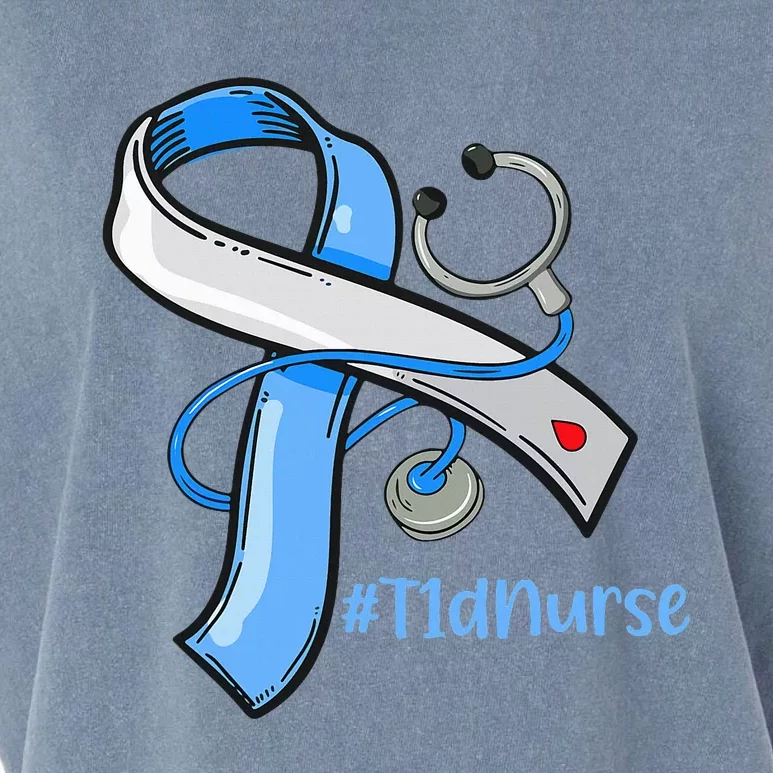 T1D Nurse Blue Ribbon Diabetes Awareness Garment-Dyed Women's Muscle Tee