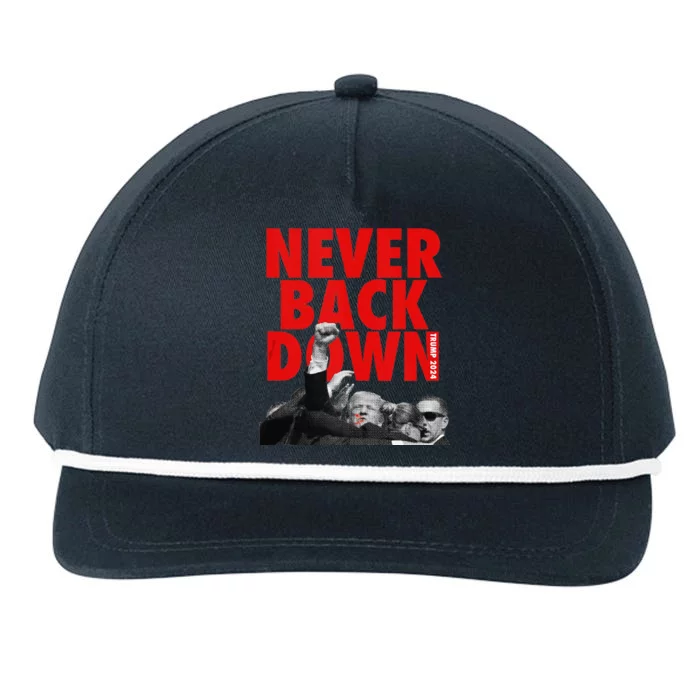 Trump Never Back Down Trump 2024 Snapback Five-Panel Rope Hat