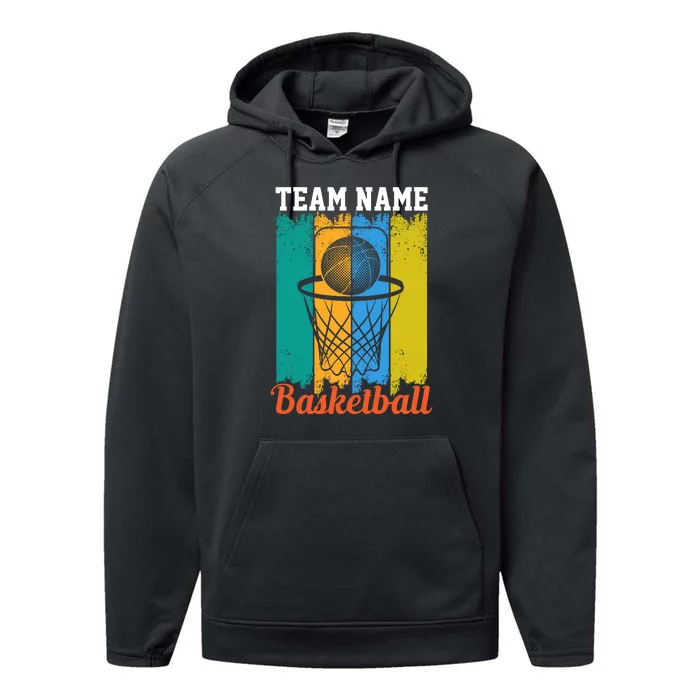 Team Name Basketball For Basketball Team Sport Bball Performance Fleece Hoodie