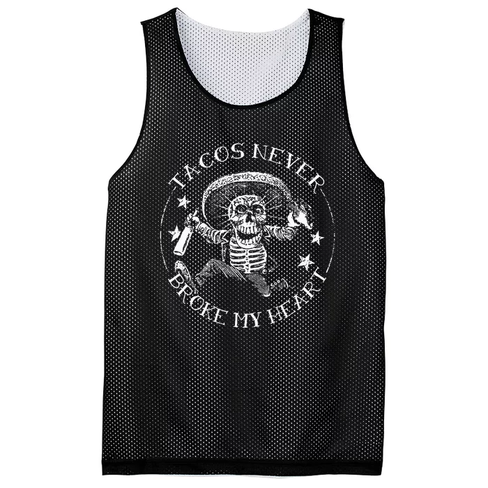 Tacos Never Broke My Heart Vintage Greaser Mesh Reversible Basketball Jersey Tank