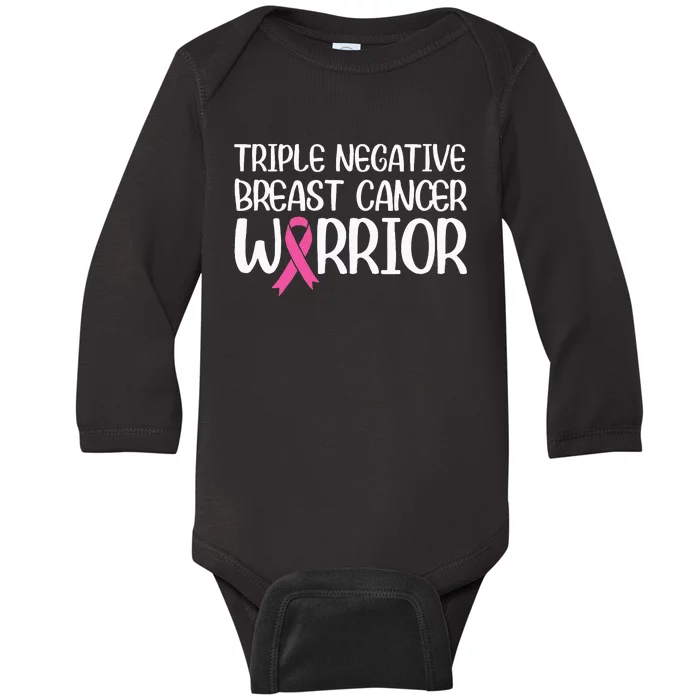 Triple Negative Breast Cancer Awareness Warrior Pink Rainbow Baby Long Sleeve Bodysuit