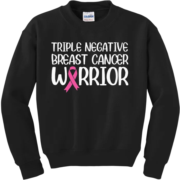 Triple Negative Breast Cancer Awareness Warrior Pink Rainbow Kids Sweatshirt