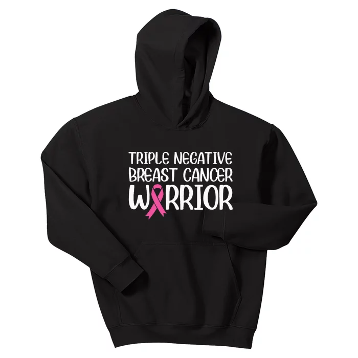 Triple Negative Breast Cancer Awareness Warrior Pink Rainbow Kids Hoodie