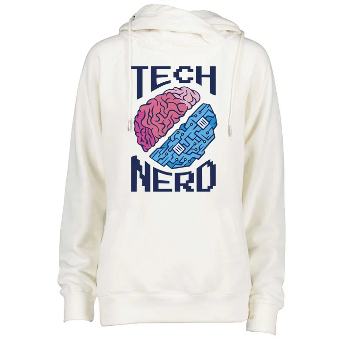 Tech Nerd Brain Womens Funnel Neck Pullover Hood