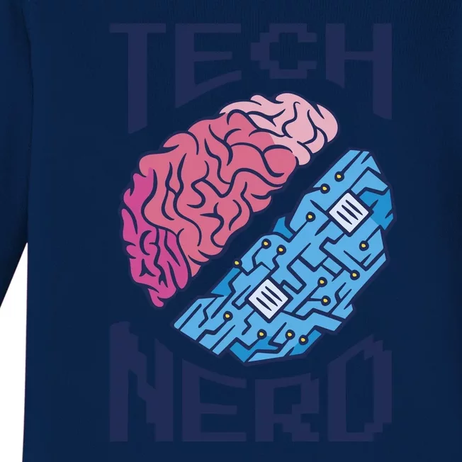 Tech Nerd Brain Baby Long Sleeve Bodysuit