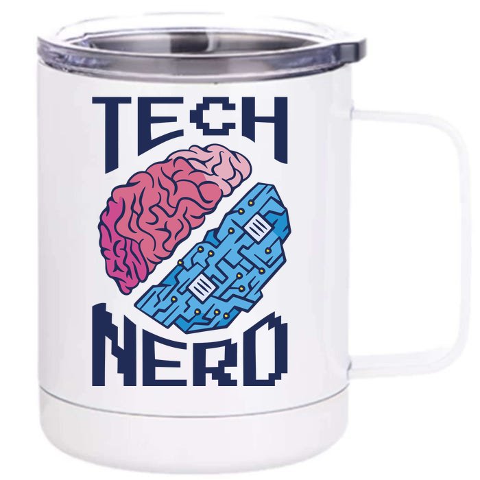 Tech Nerd Brain Front & Back 12oz Stainless Steel Tumbler Cup