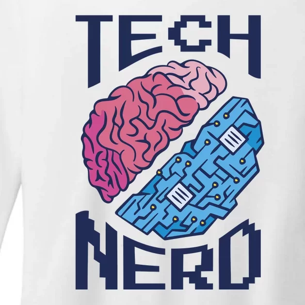 Tech Nerd Brain Womens CVC Long Sleeve Shirt