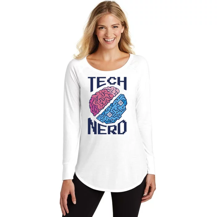 Tech Nerd Brain Women's Perfect Tri Tunic Long Sleeve Shirt