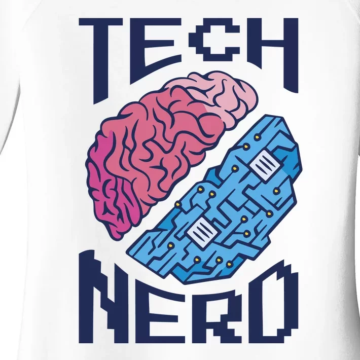 Tech Nerd Brain Women's Perfect Tri Tunic Long Sleeve Shirt