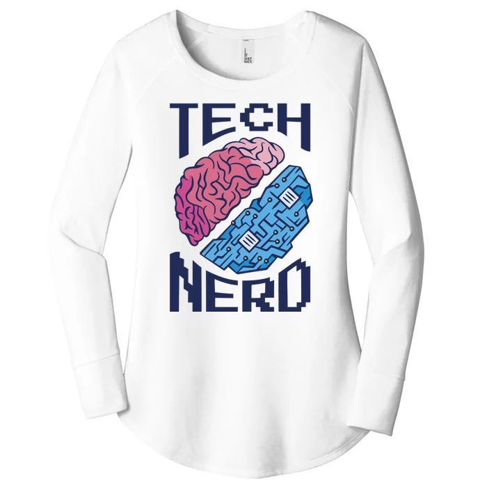 Tech Nerd Brain Women's Perfect Tri Tunic Long Sleeve Shirt