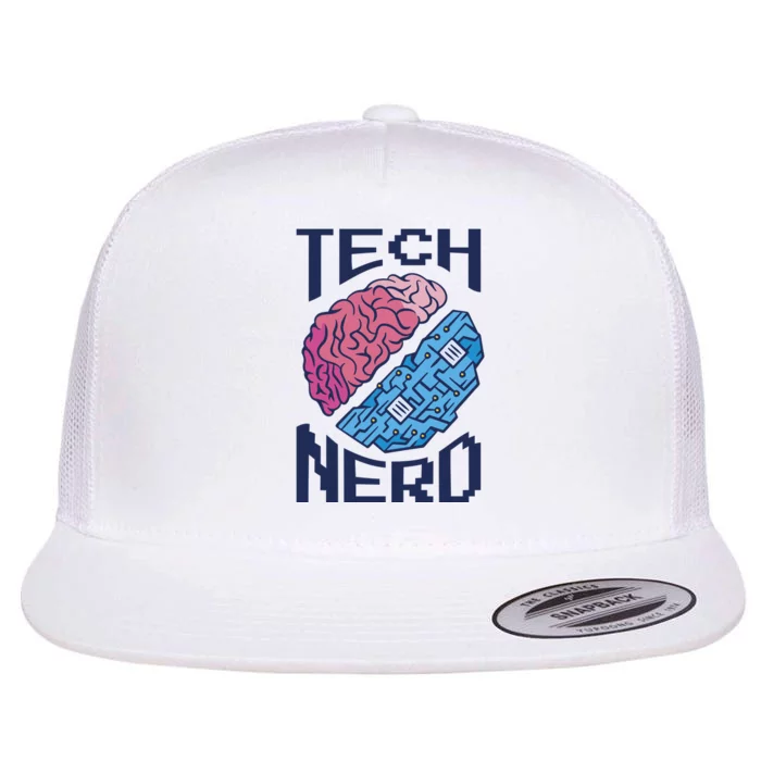 Tech Nerd Brain Flat Bill Trucker Hat