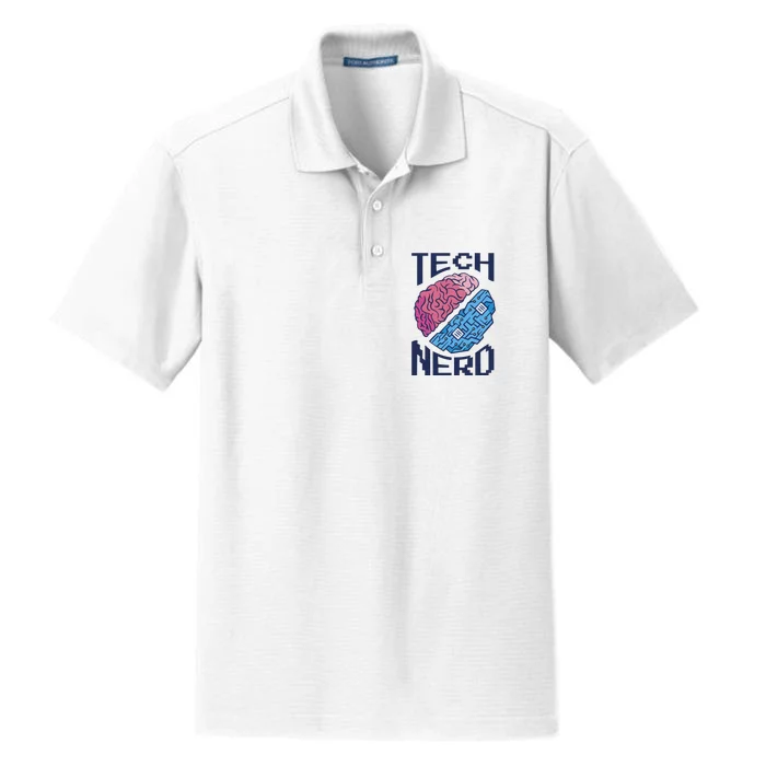 Tech Nerd Brain Dry Zone Grid Performance Polo