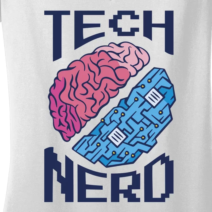 Tech Nerd Brain Women's V-Neck T-Shirt