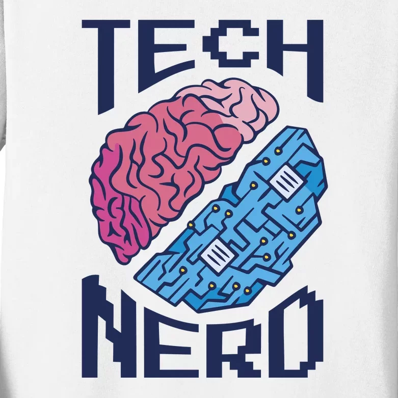 Tech Nerd Brain Kids Long Sleeve Shirt