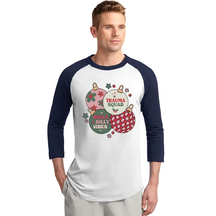 Trauma Nurse Christmas Emergency Nurse Baseball Sleeve Shirt