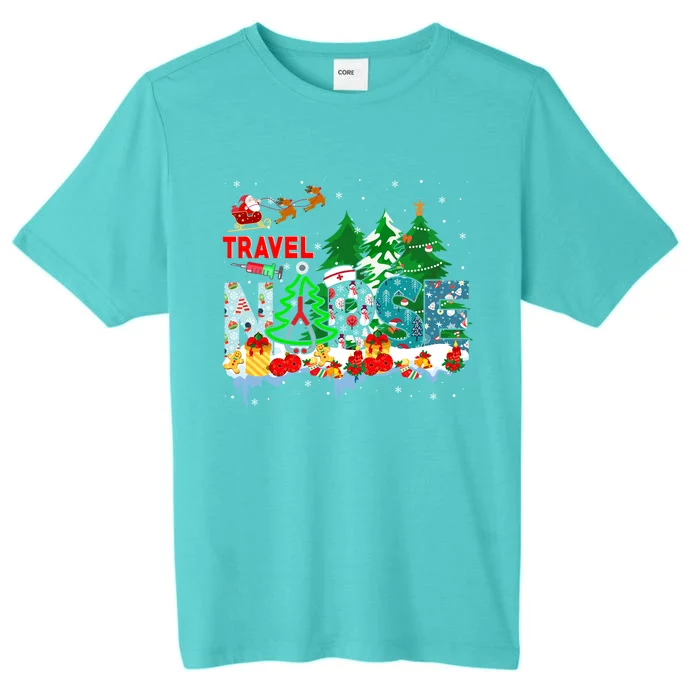 Travel Nurse Cute Christmas Tree Stethoscope Nurse Nursing Gift ChromaSoft Performance T-Shirt