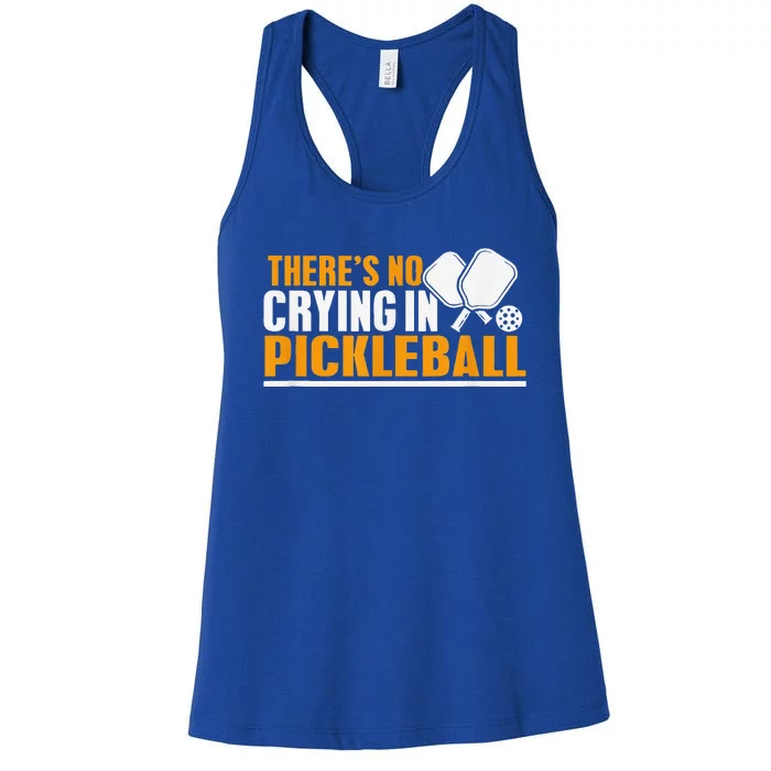 There's No Crying In Pickleball Paddles Balls Funny Women's Racerback Tank