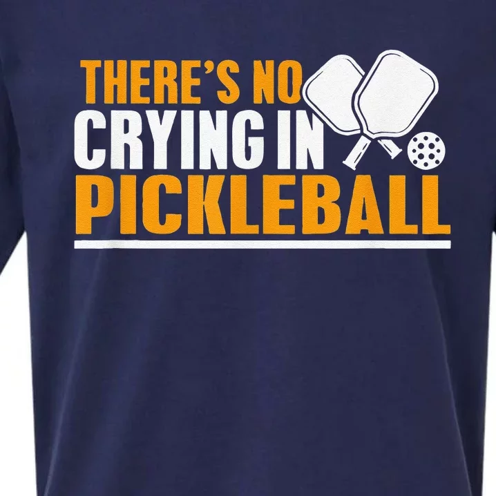 There's No Crying In Pickleball Paddles Balls Funny Sueded Cloud Jersey T-Shirt