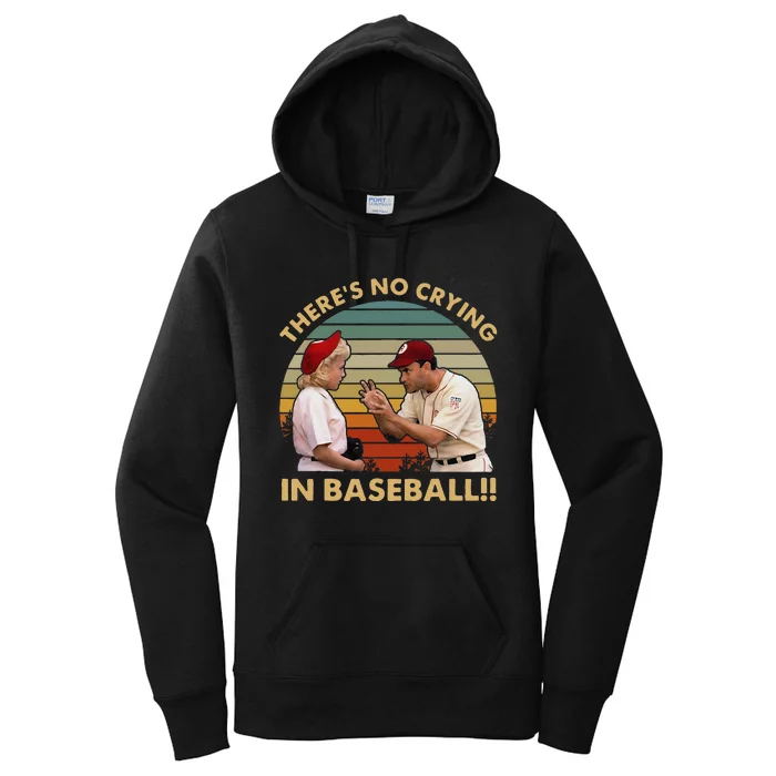 Theres No Crying In Funny Baseball Vintage Retro Women's Pullover Hoodie