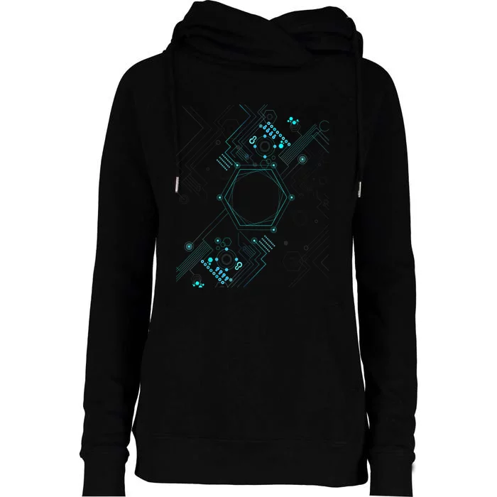 Tech Nerd Computer Geek Computer Circuit Engineer Gifts Womens Funnel Neck Pullover Hood