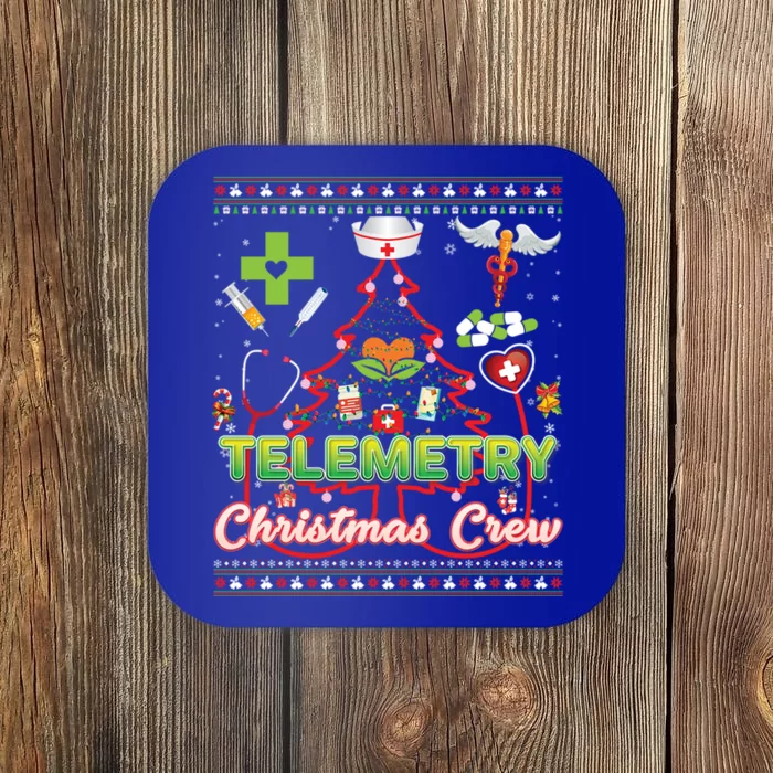 Telemetry Nurse Christmas Crew Tree Stethoscope Sweater Ugly Gift Coaster