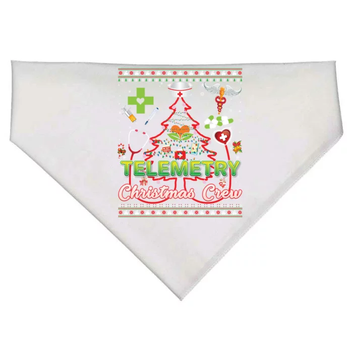 Telemetry Nurse Christmas Crew Tree Stethoscope Sweater Ugly Gift USA-Made Doggie Bandana