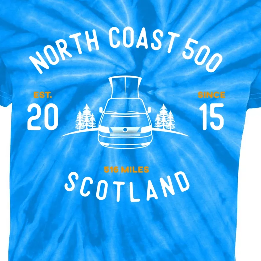 The North Coast 500 Campervan Road Trip Cute Gift Kids Tie-Dye T-Shirt